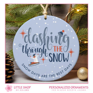 Door de Sneeuw Hollen Winterfoto Keramisch Ornament
