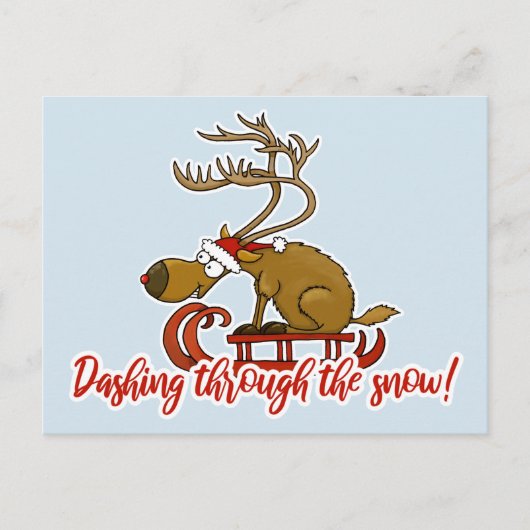 Door de sneeuw rennen Kerstkaart Feestdagenkaart (Voorkant)