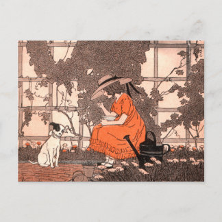 Door de tuinmuur briefkaart