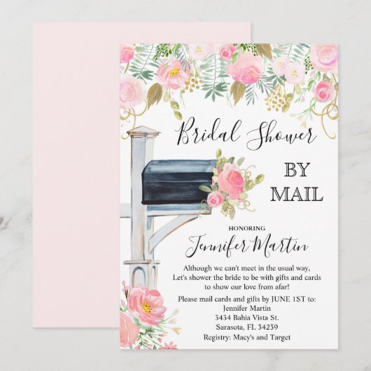 Door de Uitnodiging van de Bridal van de Post (Voorkant / Achterkant)