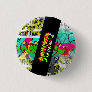 Door Deception League "Neo-Rasta Graffiti" Ronde Button 3,2 Cm