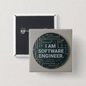 door een softwaretechnicus ontworpen vierkant vierkante button 5,1 cm (Voorkant /achterkant)