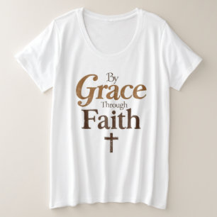 Door genade door geloof - Christelijk Kruis Grote Maat T-shirt