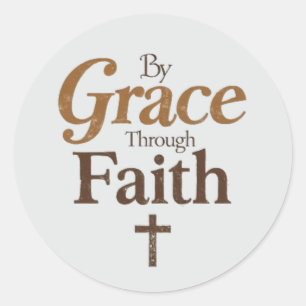 Door genade door geloof - Christelijk Kruis Ronde Sticker