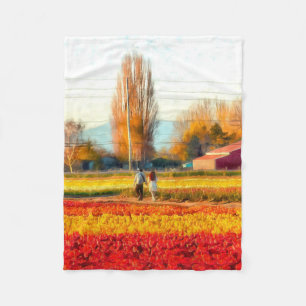 Door Gold- en Red Tulip-velden Fleece Deken