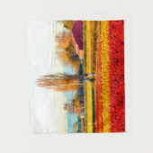 Door gouden en rode Tulpvelden rollen Wandkleed (Voorkant)