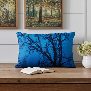 Door het glas, huilende boomblauwe Abstract wand Accent Kussen