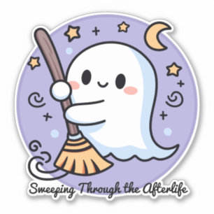Door het hiernamaals vegen Schattig spookje Sticker