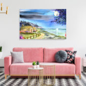 Door het licht van de zilveren maan canvas Print (Insitu (Woonkamer))