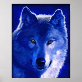 Door het licht van het Moon Blue Wolf Poster (Voorkant)