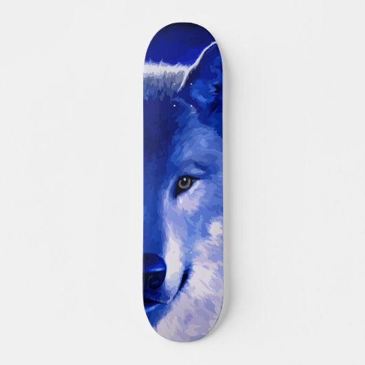 Door het licht van het moonblauw wolfskateboard skateboard (Voorkant)