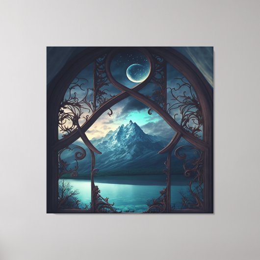 Door het Moonlit Venster Canvas Afdruk (Voorkant)