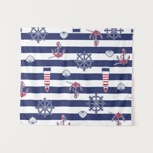 Door het patroon van het Zee Wandkleed (Voorkant (horizontaal))