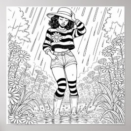 Door het Puddle Coloring Poster