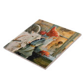 "Door het raam" door Jenny Nystrom Tegeltje (Zijkant)