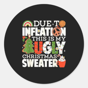 Door inflatie Funny Christmas Ugly Sweater Vrouwen Ronde Sticker