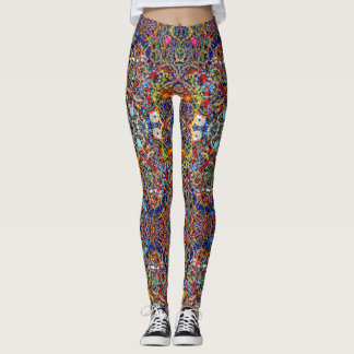 Door juwelen geïnspireerde leggings kleurrijk kale