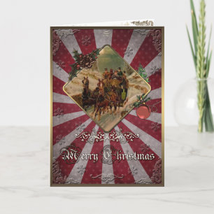 Door kerstpaarden getrokken vervoer op de winterwe feestdagen kaart