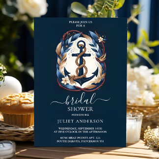 Door knoopbootschip Navy Blue Nautical Vrijgezelle Kaart