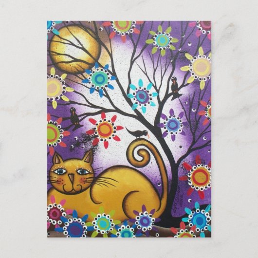 door Lori Everett_ Day of the Dead_Mexican_Cat Briefkaart (Voorkant)