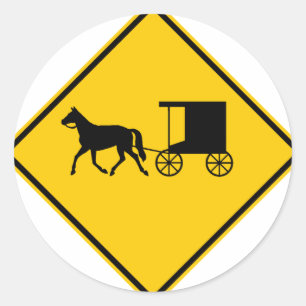 Door paarden getrokken verkeerswegmarkering ronde sticker