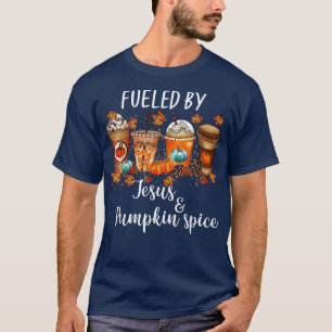 Door pompoenspice & Jesus Coffee Lover Herfst gevo T-shirt