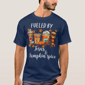 Door pompoenspice & Jesus Coffee Lover Herfst gevo T-shirt