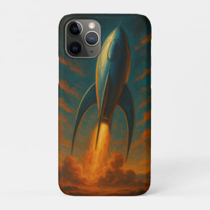 door raket schip geïnspireerd op de jaren 50 iPhone 11 pro hoesje