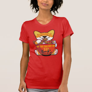 DOOR RAMEN BEVOEGDE CORGI   Kawaii Corgi die Ramen T-shirt