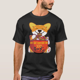 DOOR RAMEN BEVOEGDE CORGI Kawaii Corgi Eating Ra T-shirt