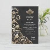 Door  Retro Arabisch Exotisch Bold Damask Bruiloft Kaart (Staand voorkant)