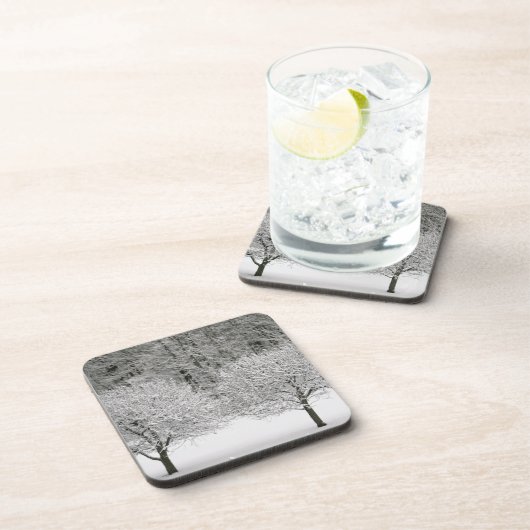 Door sneeuw bedekt landschap bier onderzetter (Rechterzijde)