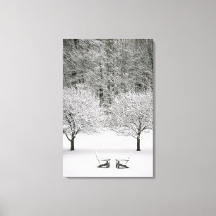 Door sneeuw bedekt landschap canvas afdruk