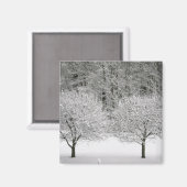 Door sneeuw bedekt landschap magneet (Voorkant / Achterkant)