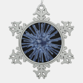 Door virussen geïnfecteerde cel tin sneeuwvlok ornament