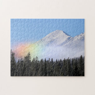 Door wind geblazen bergsneeuw regenboog legpuzzel