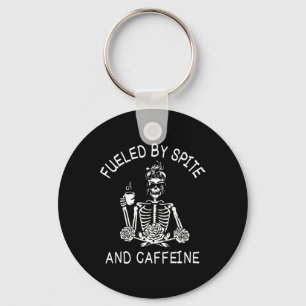 Door wrok en cafeïne bloemrijke Halloween skelet W Sleutelhanger