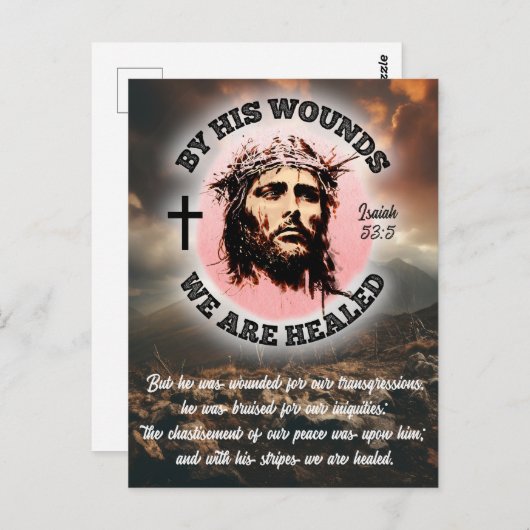 Door zijn wonden zijn we genezen Pasen Briefkaart (Voorkant / Achterkant)