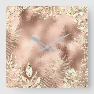 Doorbladert de Gouden Palm van Champaigne Metaal Vierkante Klok