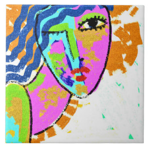 Doorbraak Abstract portret van een vrouw Tegeltje