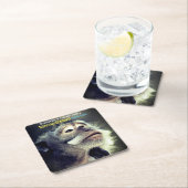 Doordachte aap die grappig citaat denkt vierkante kartonnen onderzetter (Insitu)