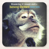 Doordachte aap die grappig citaat denkt vierkante kartonnen onderzetter (Voorkant)