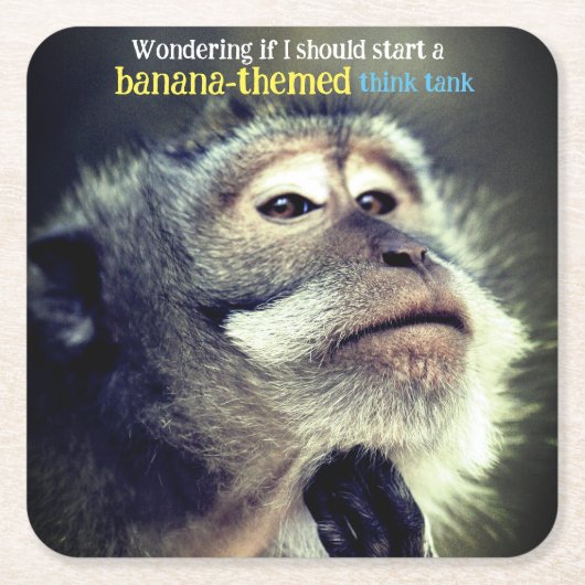 Doordachte aap die grappig citaat denkt vierkante kartonnen onderzetter (Voorkant)