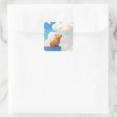 Doordachte Capybara Vierkante Sticker (Tas)
