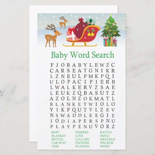 Doorder met cadeaus Baby shower Word Search (Voorkant / Achterkant)