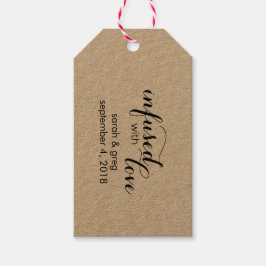 Doordrenkt met liefde olijfolie bruiloft gunst Lab Cadeaulabel