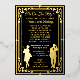 Doordrukster en gangster van de 20e eeuw folie uitnodiging