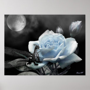 doorgewinterde nachten blauwe poster