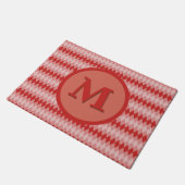 Doormat - Argyle Pattern in Red met Monogram Deurmat (Schuin)