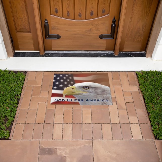 Doormat God zegene Amerika Eagle Flag Deurmat (Buiten)